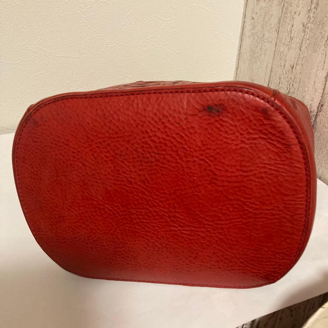 genten 赤レザー カットアウト トートバッグ