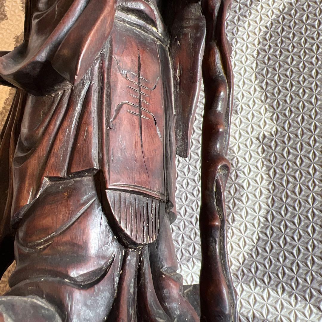 中国の道教の長寿神である寿老人　福禄寿　木彫り