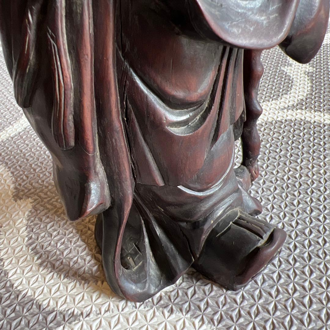 中国の道教の長寿神である寿老人　福禄寿　木彫り