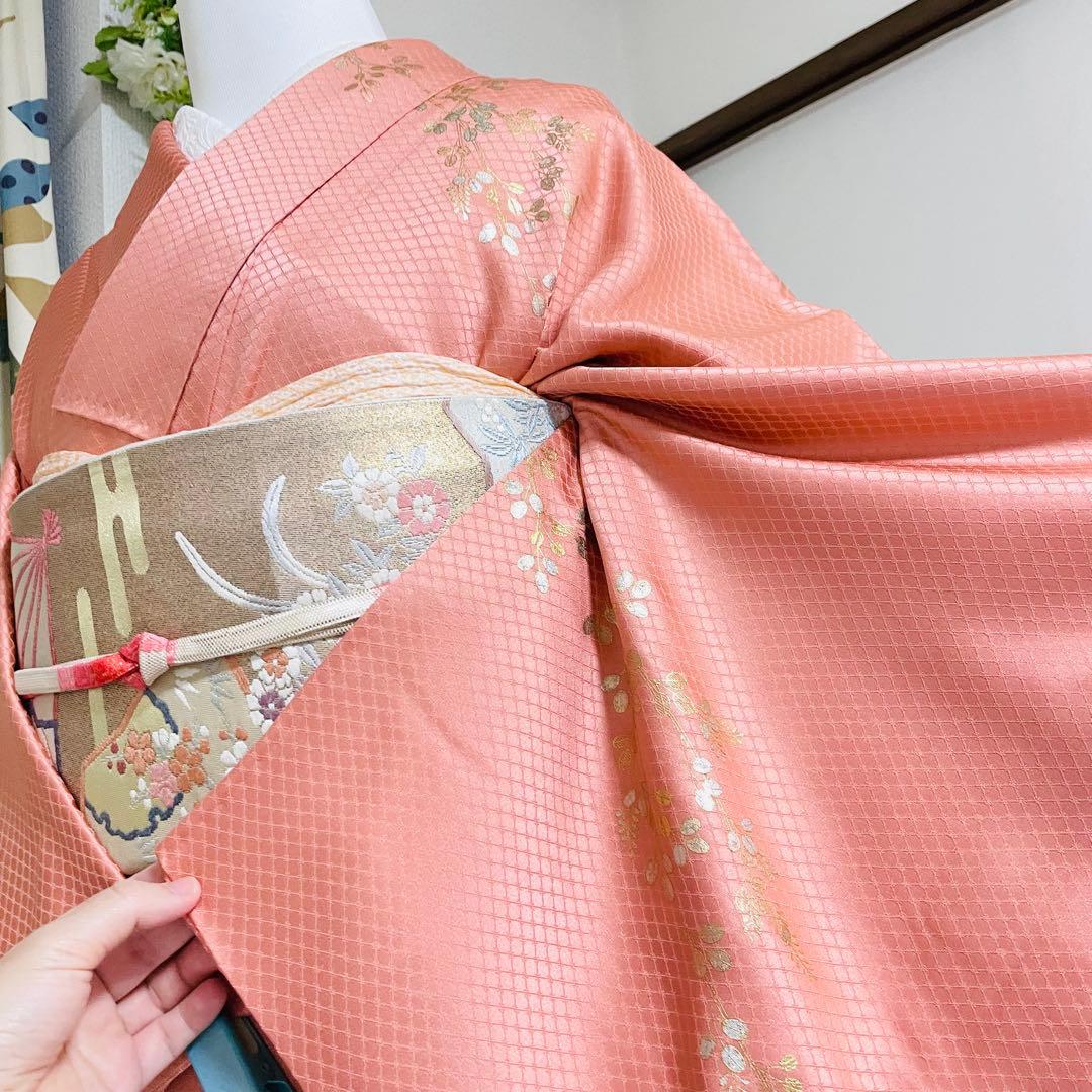 オレンジ 友禅 4点 フルセット 訪問着 入学式 卒業式 入園式 春 秋 冬