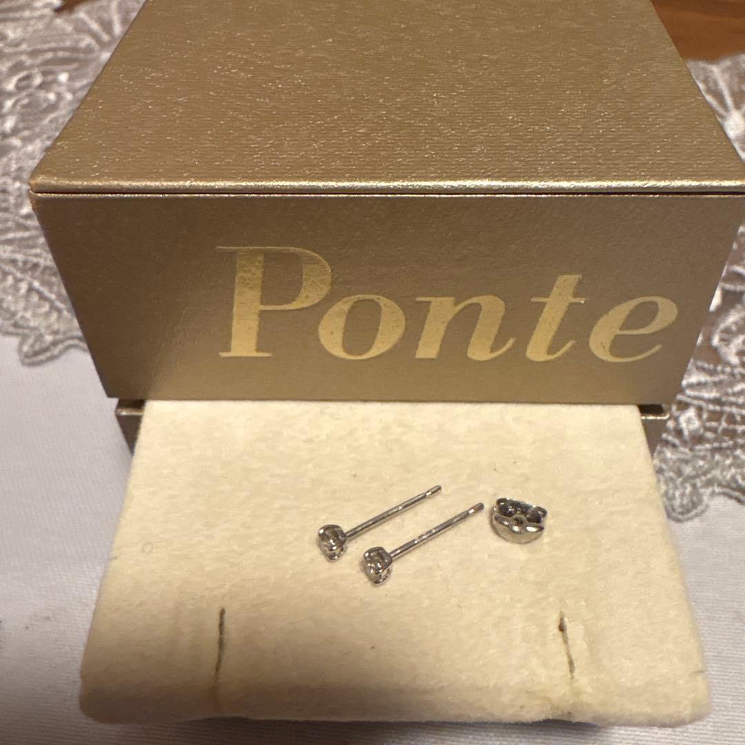 ポンテヴェキオ　ピアス　Pt900 一粒ダイヤモンド　計0.1ct