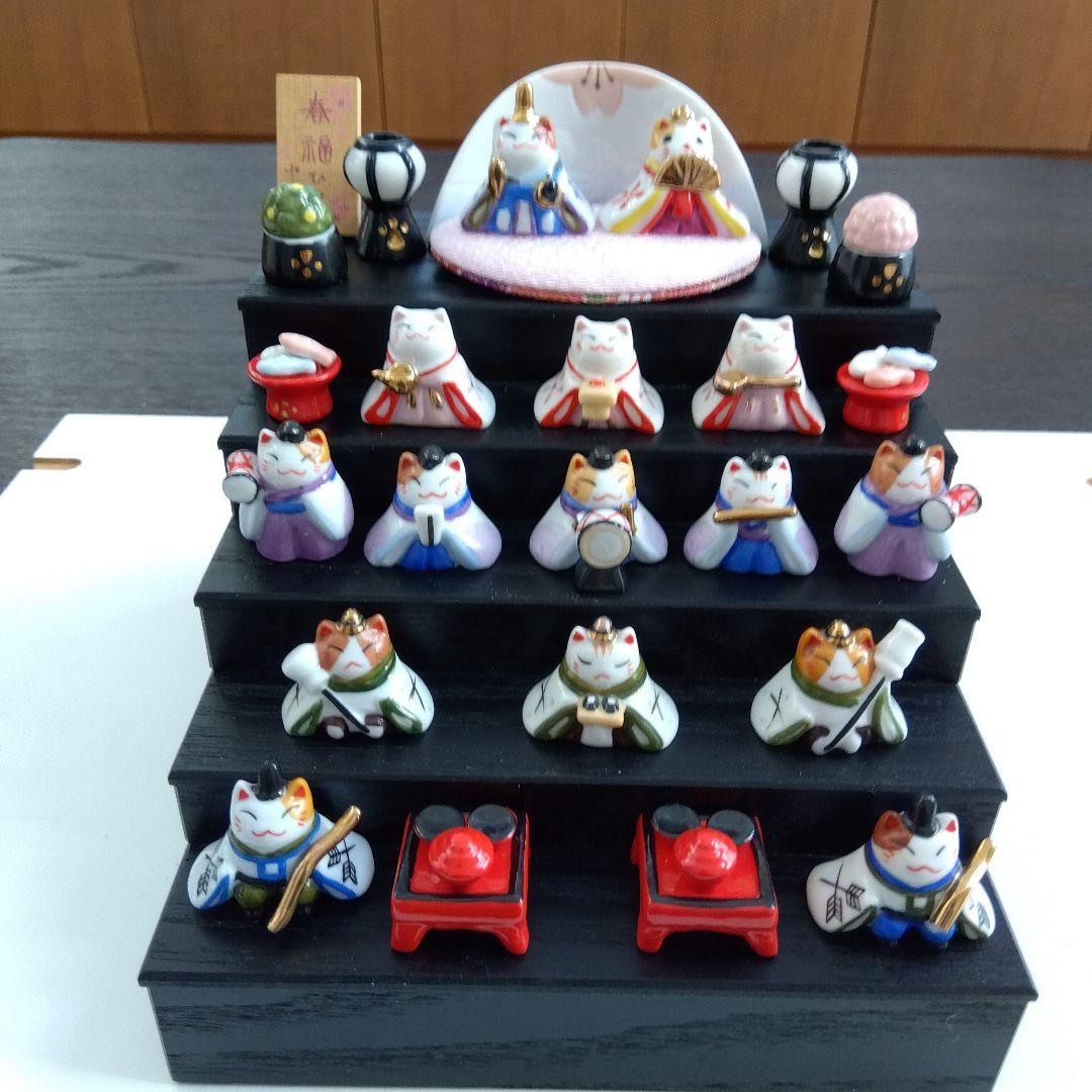 猫の雛人形 5段飾り 陶器製