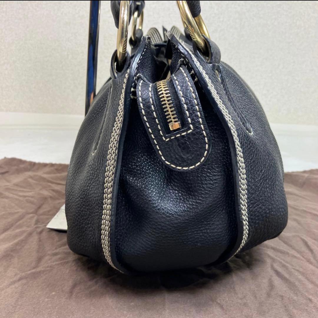 【極美品】セリーヌ ワンショルダー トリオンフ ビタースウィート シボ革 黒