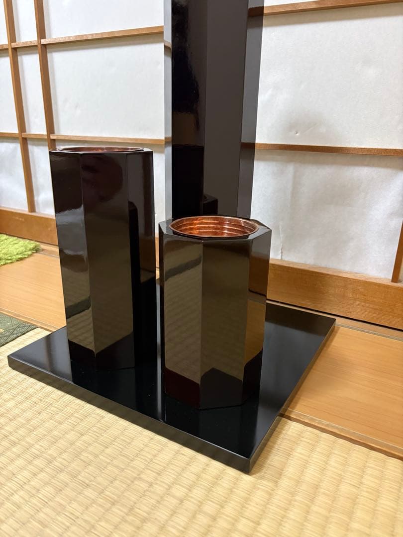 23 お値下げ！華道　短三管筒　寸胴　3本セット　花器　華道具　花入れ　真塗