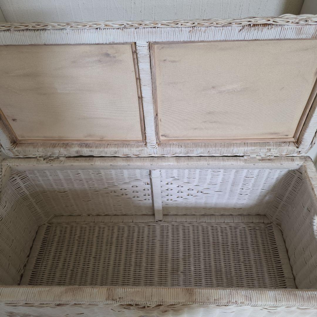 アンティーク　ヴィンテージ　バスケット　椅子　ラタン　パステル　シャビー　収納