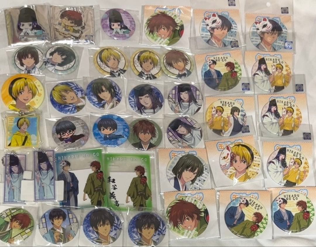 ヒカルの碁　小畑健　花鳥風月　塔矢アキラ　ヒカル　佐為　缶バッジ　くじ　歌絵巻