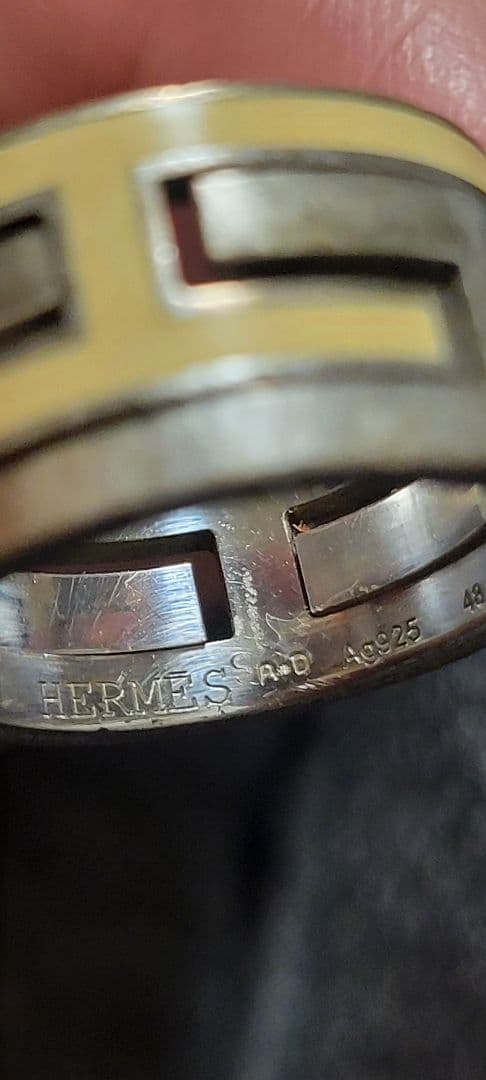 HERMES ムーブアッシュシルバーエナメル リング