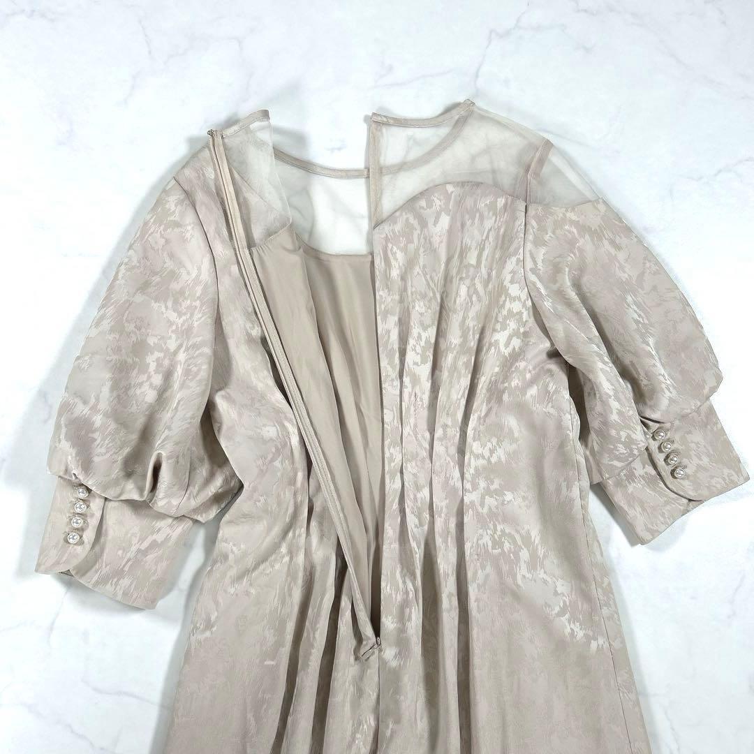 【完売品】　etoll.　ミアンダリングウエストタックフレアドレス　ベージュ　S