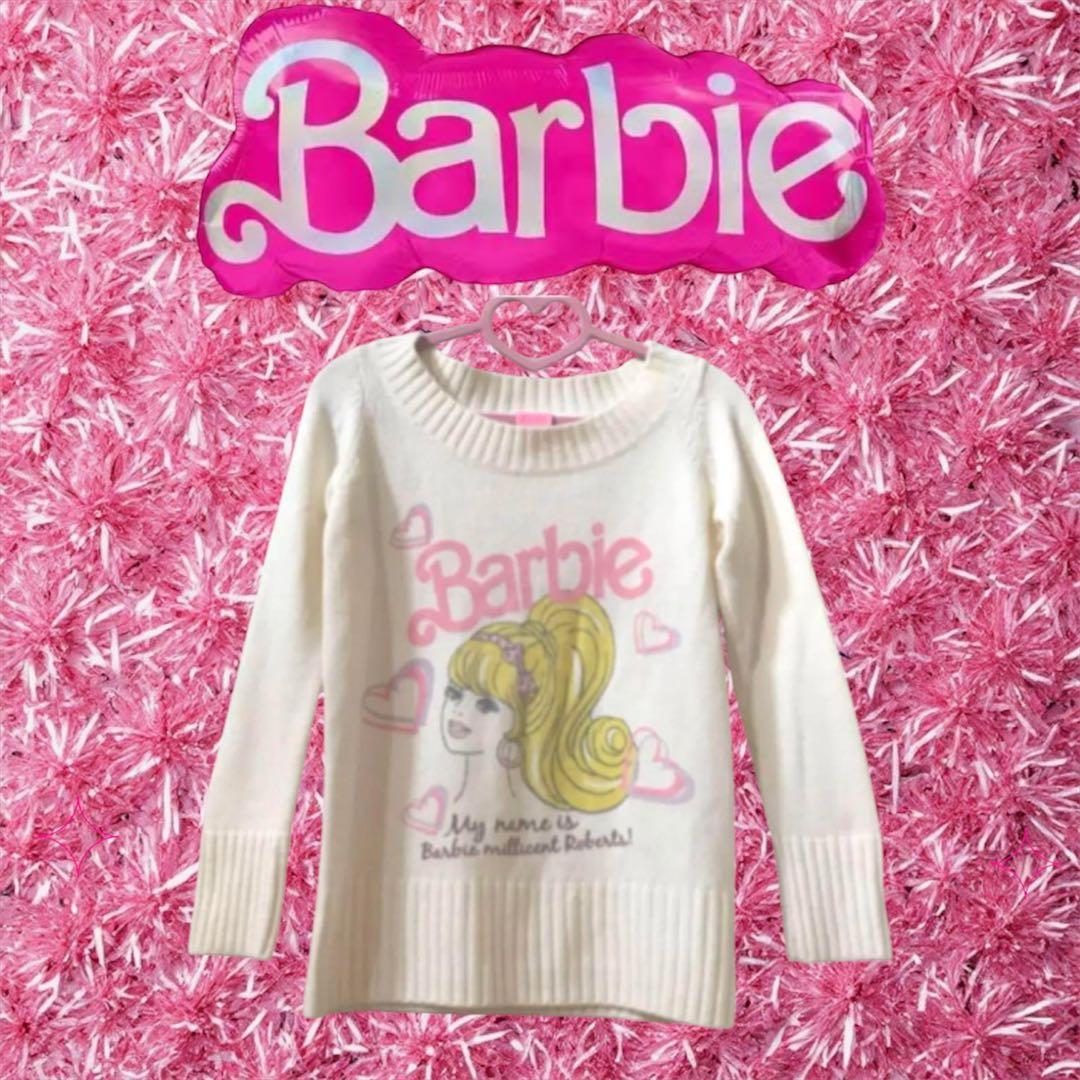 ★Barbie★バービー レア！ニット セーター ホワイト ピンク ハート