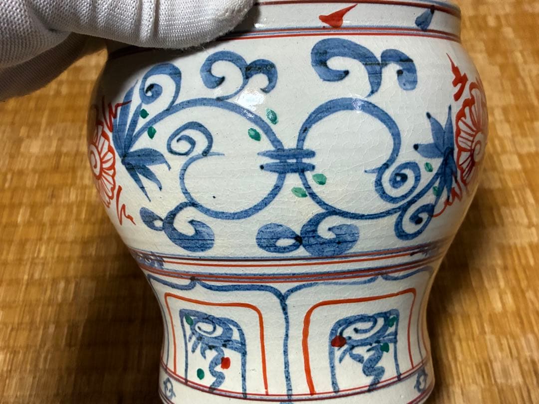 茶道具 紅安南 水指 【黒石窯】印あり 共箱