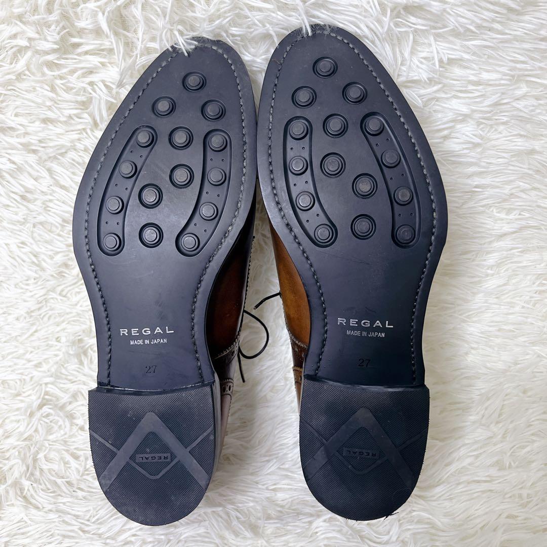 ✨未使用級✨　REGAL リーガル セミブローグ レザーシューズ 茶 27cm