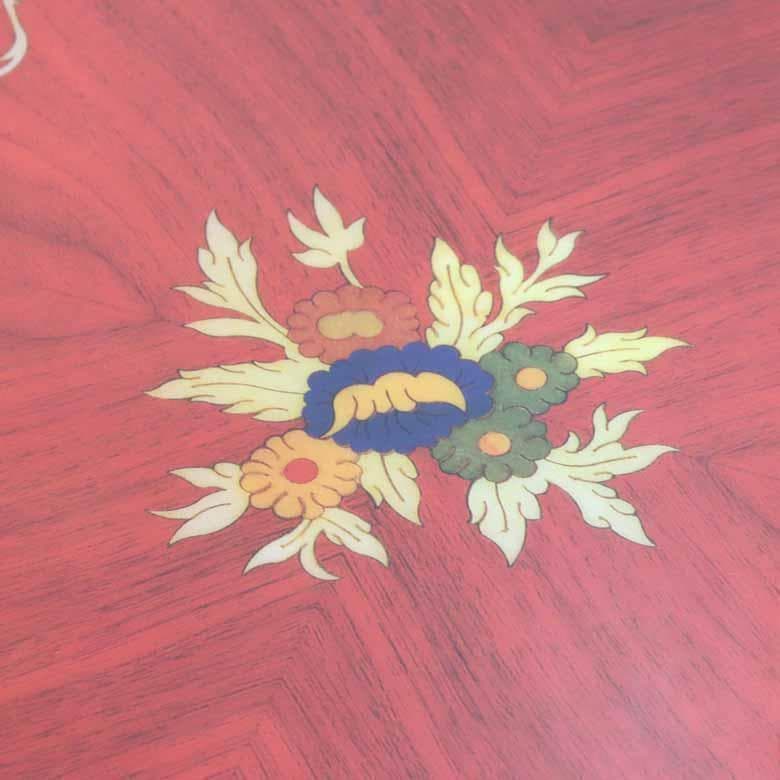 管01 ティーテーブル イタリア レッド 象嵌 カフェテーブル