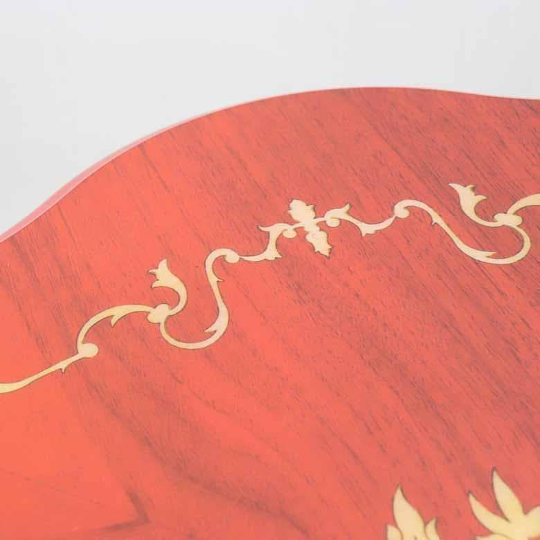 管01 ティーテーブル イタリア レッド 象嵌 カフェテーブル