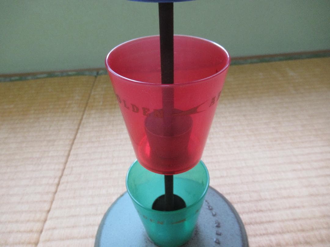 美品 非売品 1930年◆パイロット 店頭用 緑・赤・青コップ型3段 ペンケース