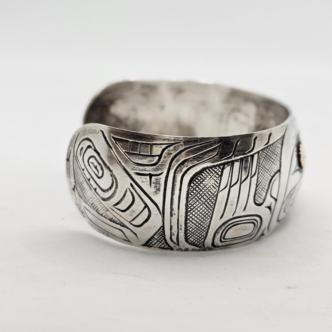 希少 W.Adams ハイダ族 14K コンビ バングル ウィリアムアダムス