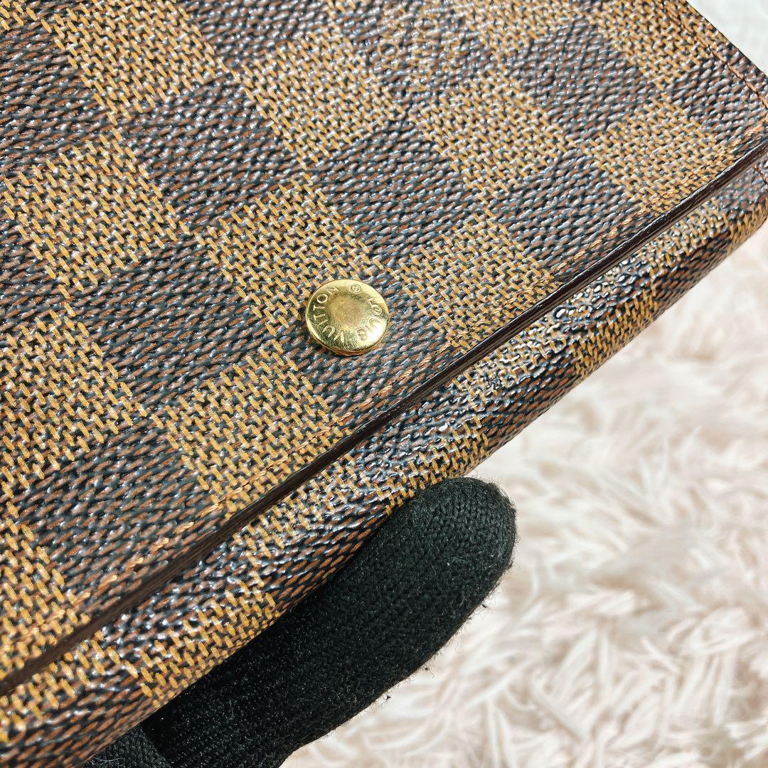 綺麗 ルイヴィトン ダミエ ポルトモネ ビエトレゾール L字 二つ折り 財布