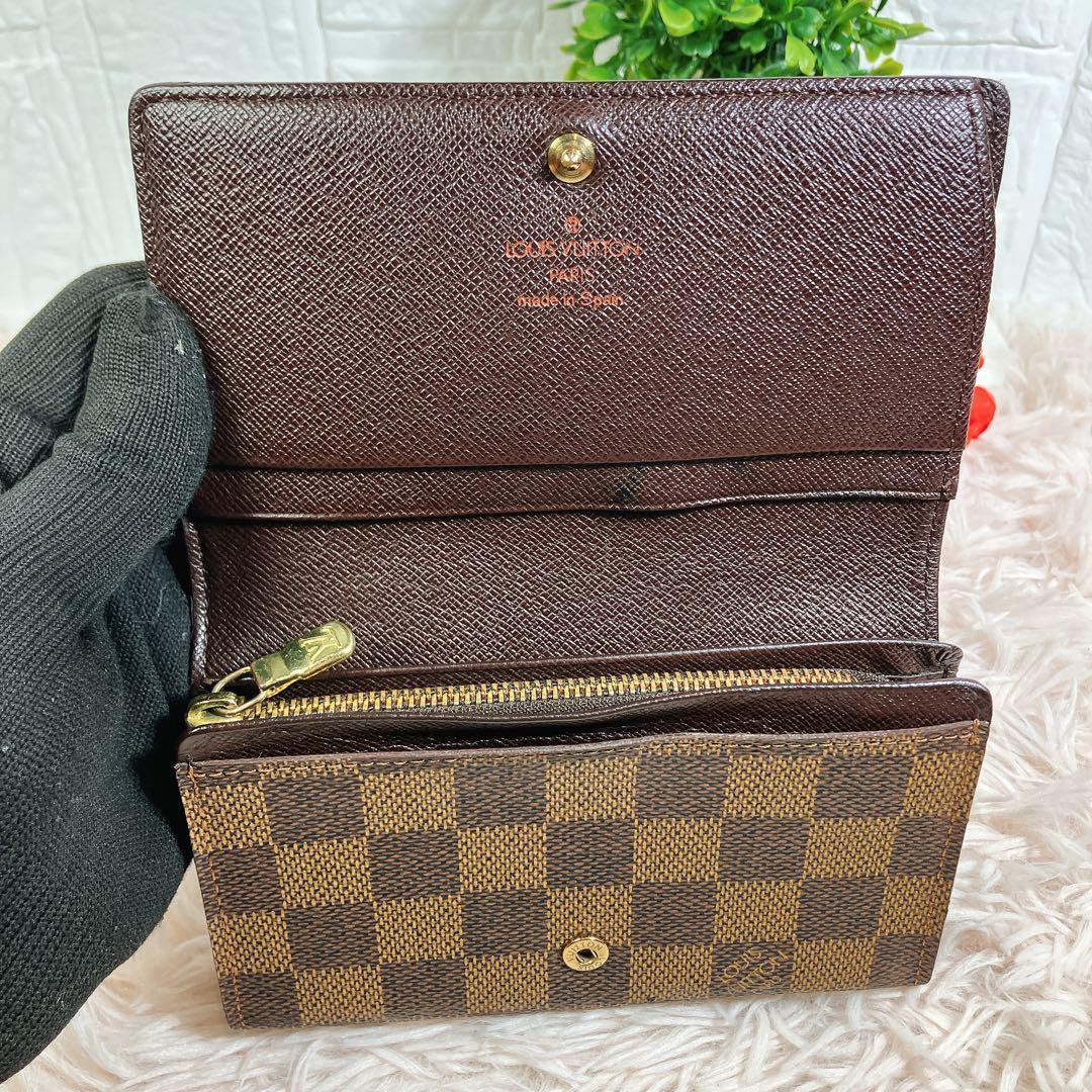 綺麗 ルイヴィトン ダミエ ポルトモネ ビエトレゾール L字 二つ折り 財布