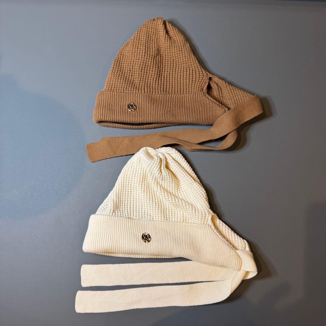 BAREN ニット帽 ボンネット モカ ホワイト 2色 セット
