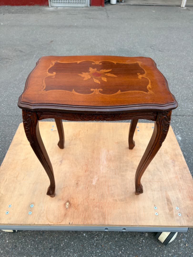 イタリア製　サイドテーブル　象嵌細工　猫脚　ネストテーブル　アンティーク　932