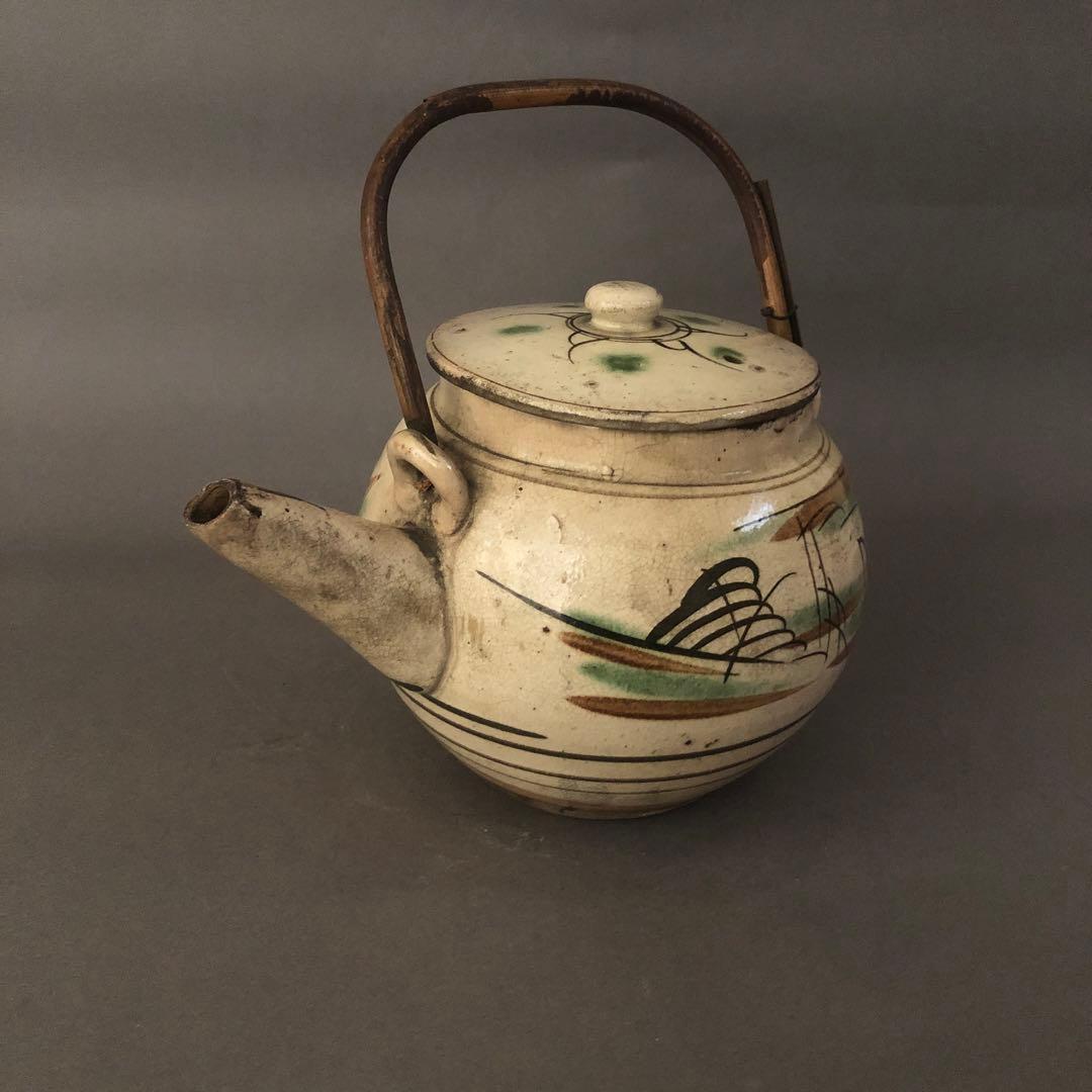 益子焼 色絵山水紋 土瓶