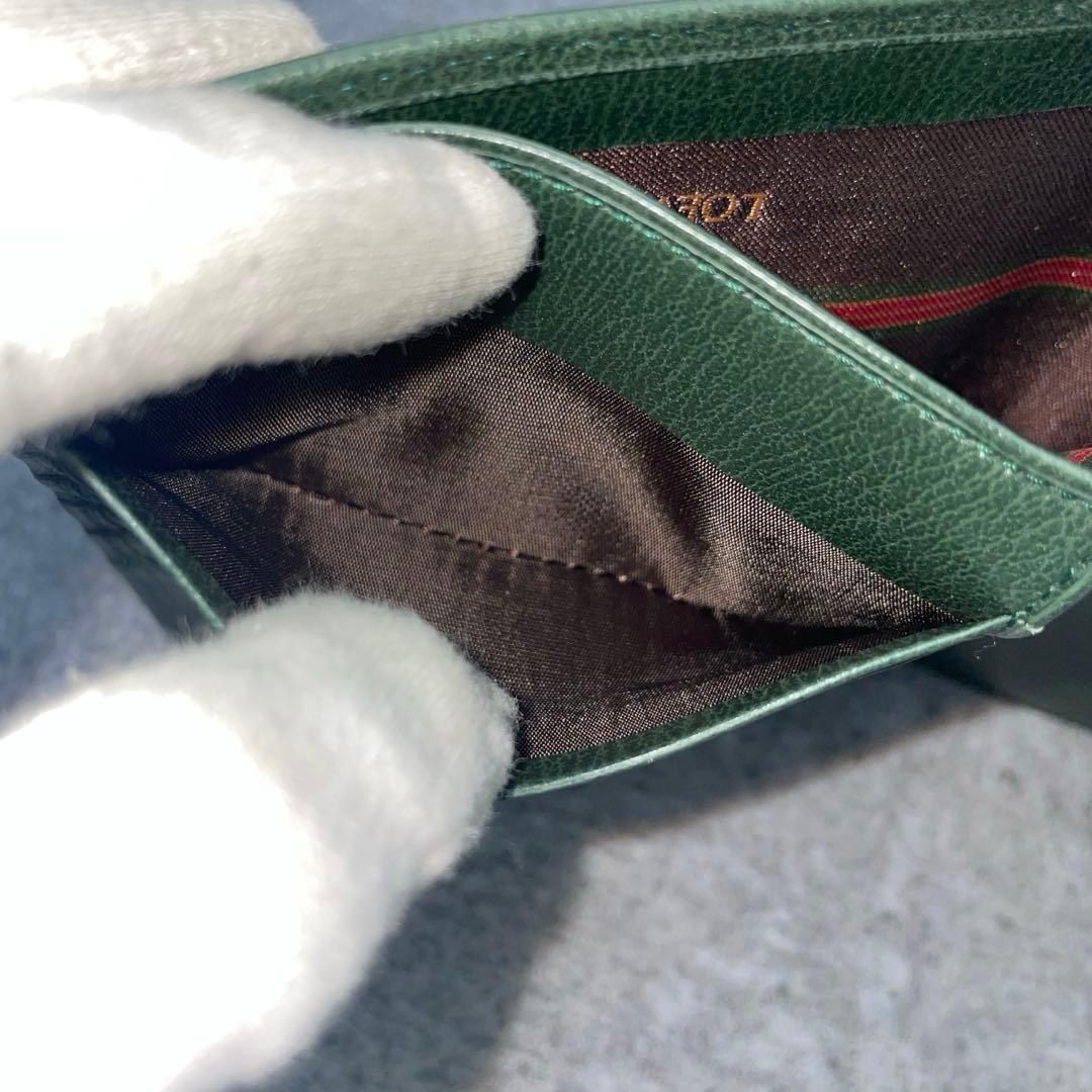 【極美品】LOEWE ロエベ 折り財布 レザー 緑 グリーン エンボスロゴ