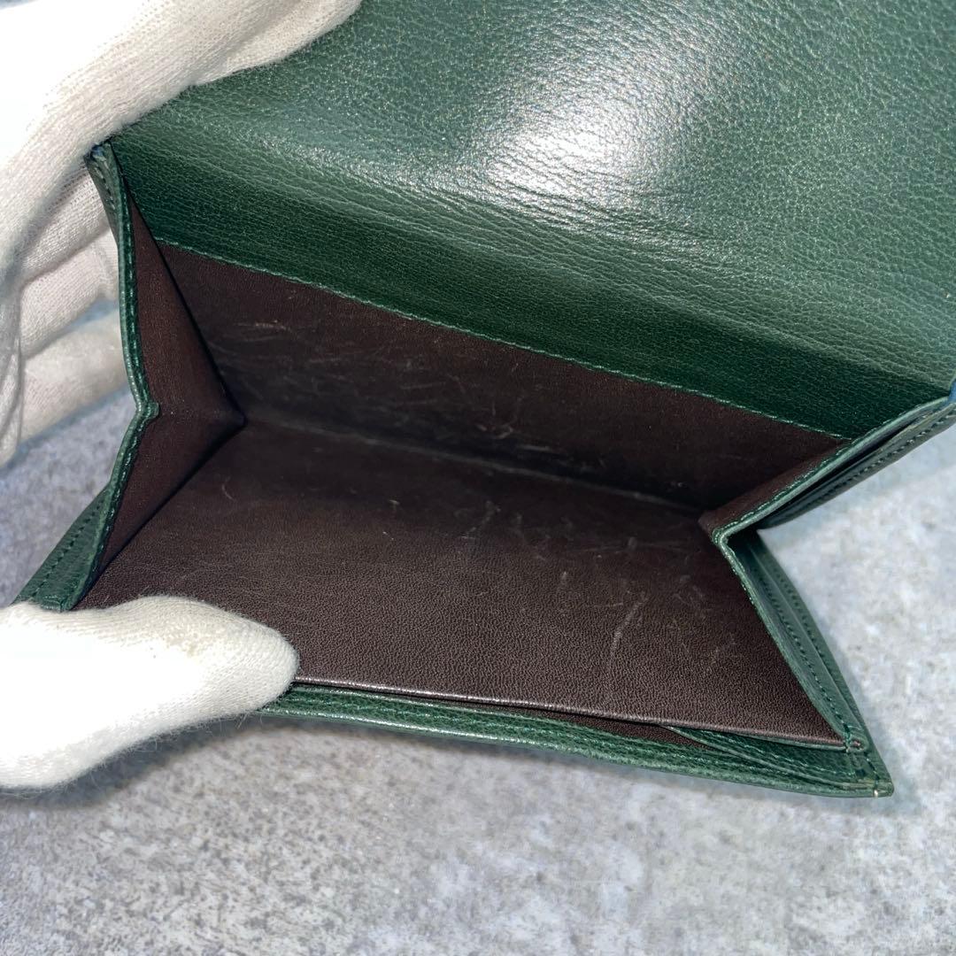【極美品】LOEWE ロエベ 折り財布 レザー 緑 グリーン エンボスロゴ