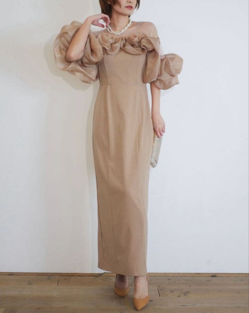 My shawty⭐︎VOLUME RAFFLE DRESS ベージュ