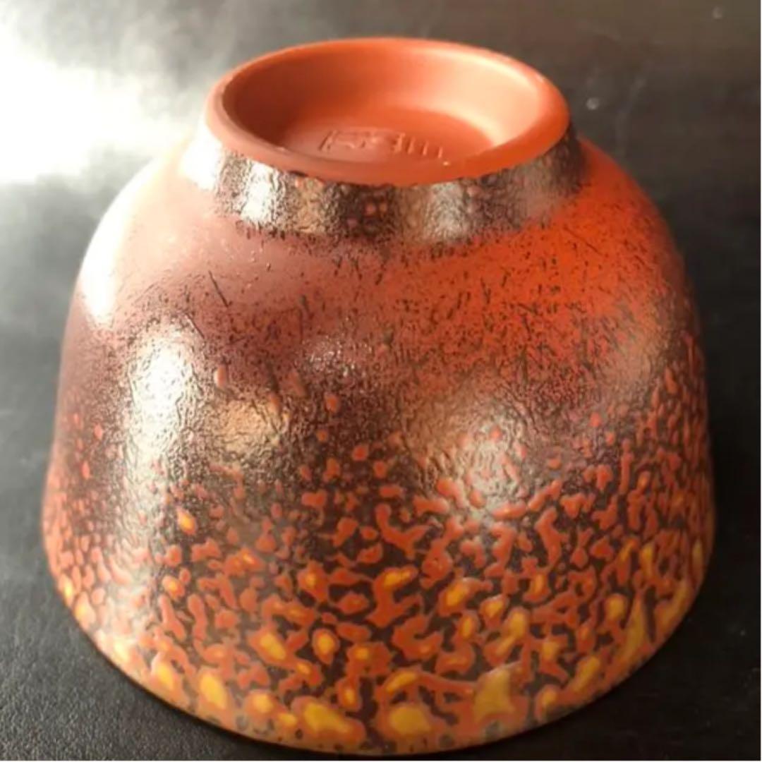 古美術品◼️蔵から出てきたかなり美しい赤いぐい呑、ぐい飲み、お猪口、中国骨董