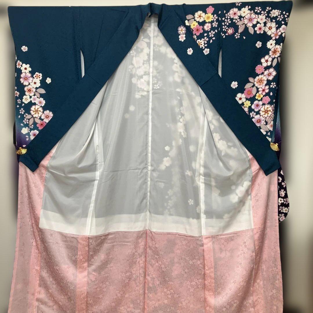 しおり　　桜の花模様振袖６点セット 金駒刺繍 トールサイズ ガード加工