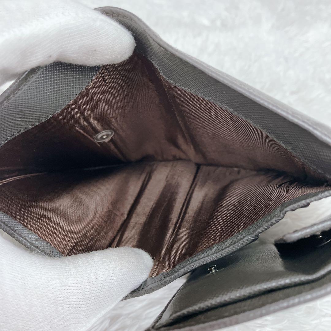 PRADA プラダ 3つ折り財布 M176サフィアーノレザー 三角ロゴ グレー