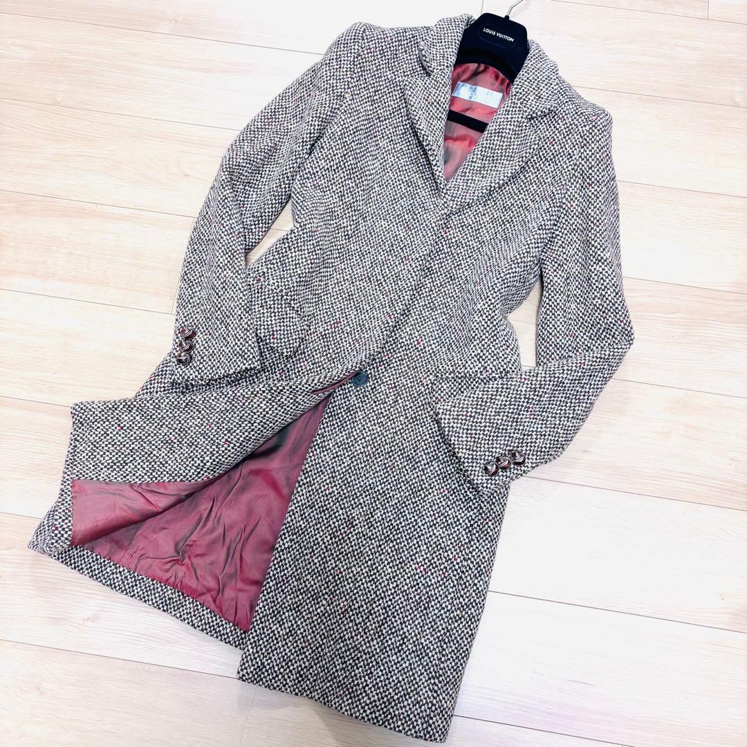 マックスマーラ　チェスターコート　ロング　銀タグ　ツイード　40 大きいサイズ