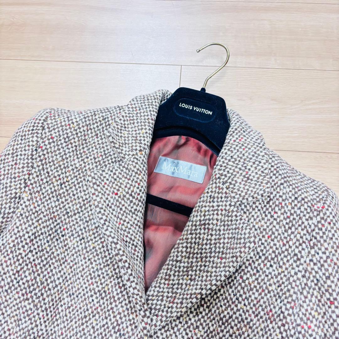 マックスマーラ　チェスターコート　ロング　銀タグ　ツイード　40 大きいサイズ