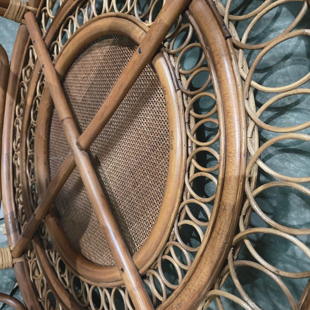 【高級ヴィンテージ】ラタンテーブル ラウンド 座卓 ちゃぶ台 籐家具 丸テーブル