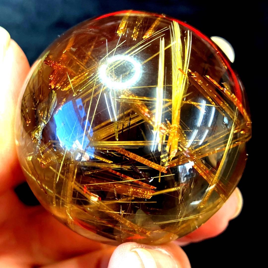 超絶綺麗✨47mm ゴールドタイチンルチルクォーツ　丸玉　スフィア　金針水晶