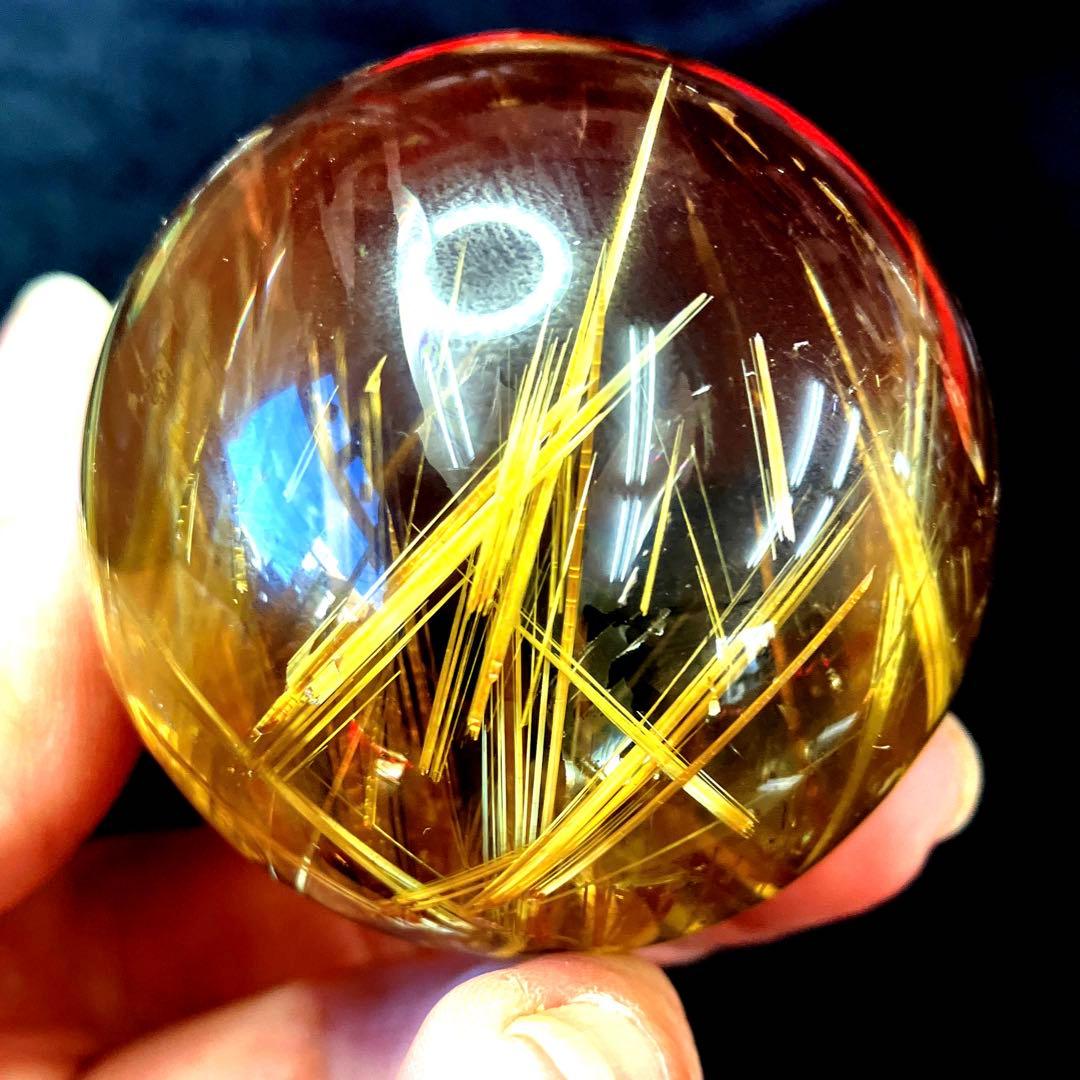 超絶綺麗✨47mm ゴールドタイチンルチルクォーツ　丸玉　スフィア　金針水晶