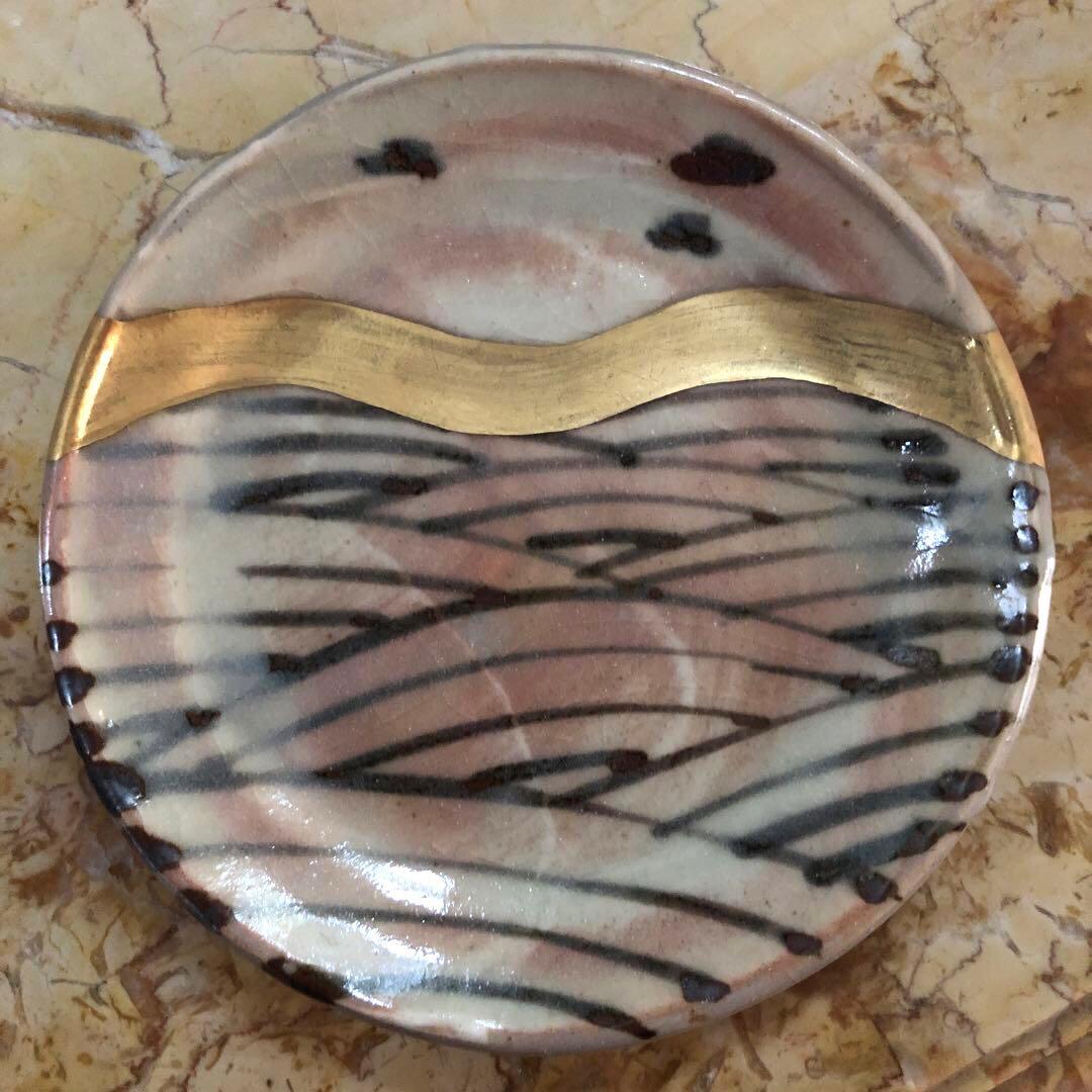 仙山窯 安藤日出武作 乾山風金彩銘々皿5客