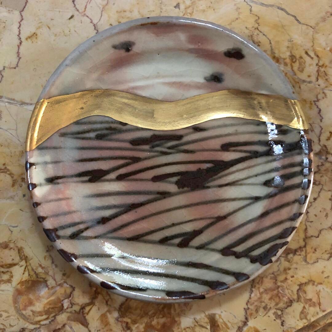 仙山窯 安藤日出武作 乾山風金彩銘々皿5客