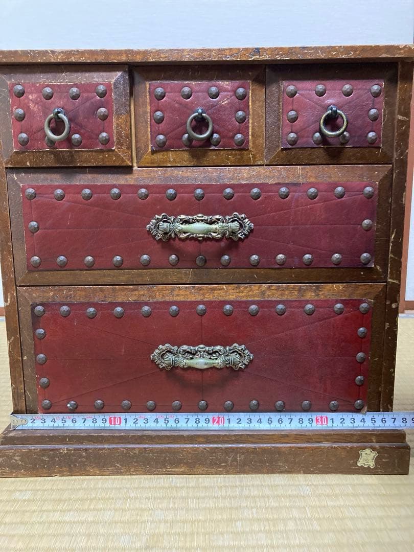 アンティーク チェスト レトロ　箪笥　タンス　本革　ヴィンテージ