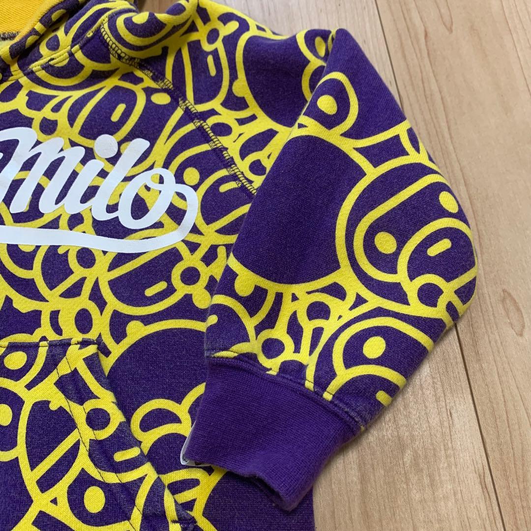 A BATHING APE パーカー パープル/イエロー 100