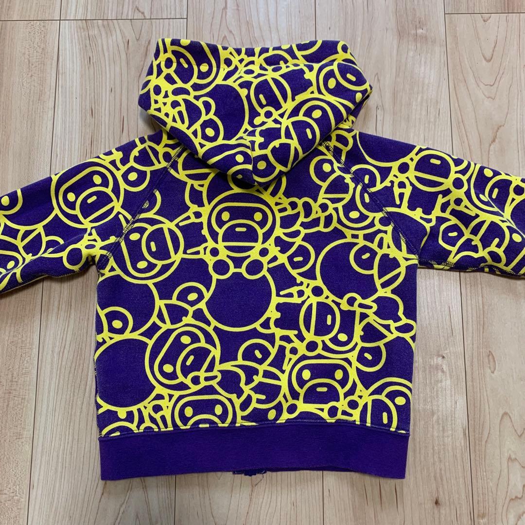 A BATHING APE パーカー パープル/イエロー 100
