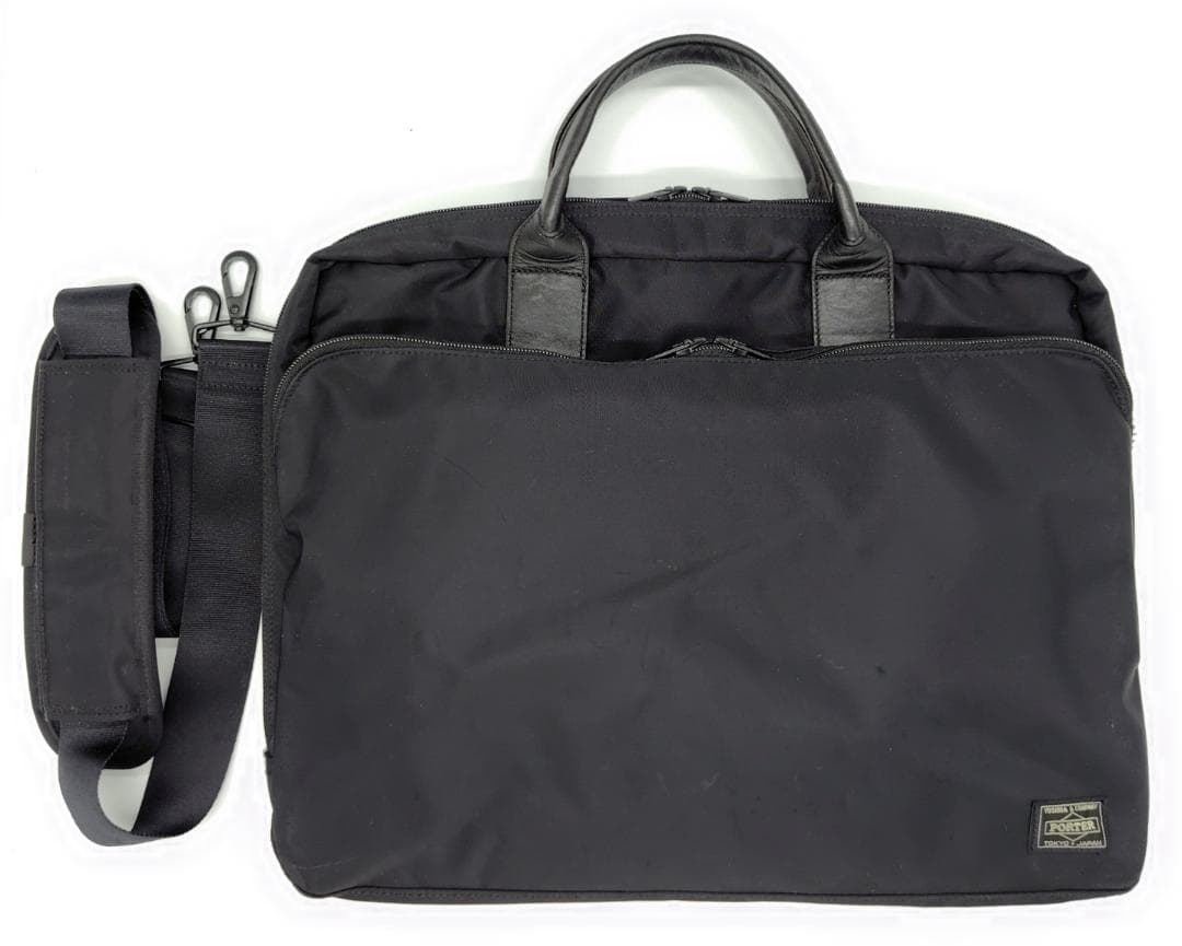 美品【PORTER／タイム】2WAYビジネス鞄■655-08298(ブラック)