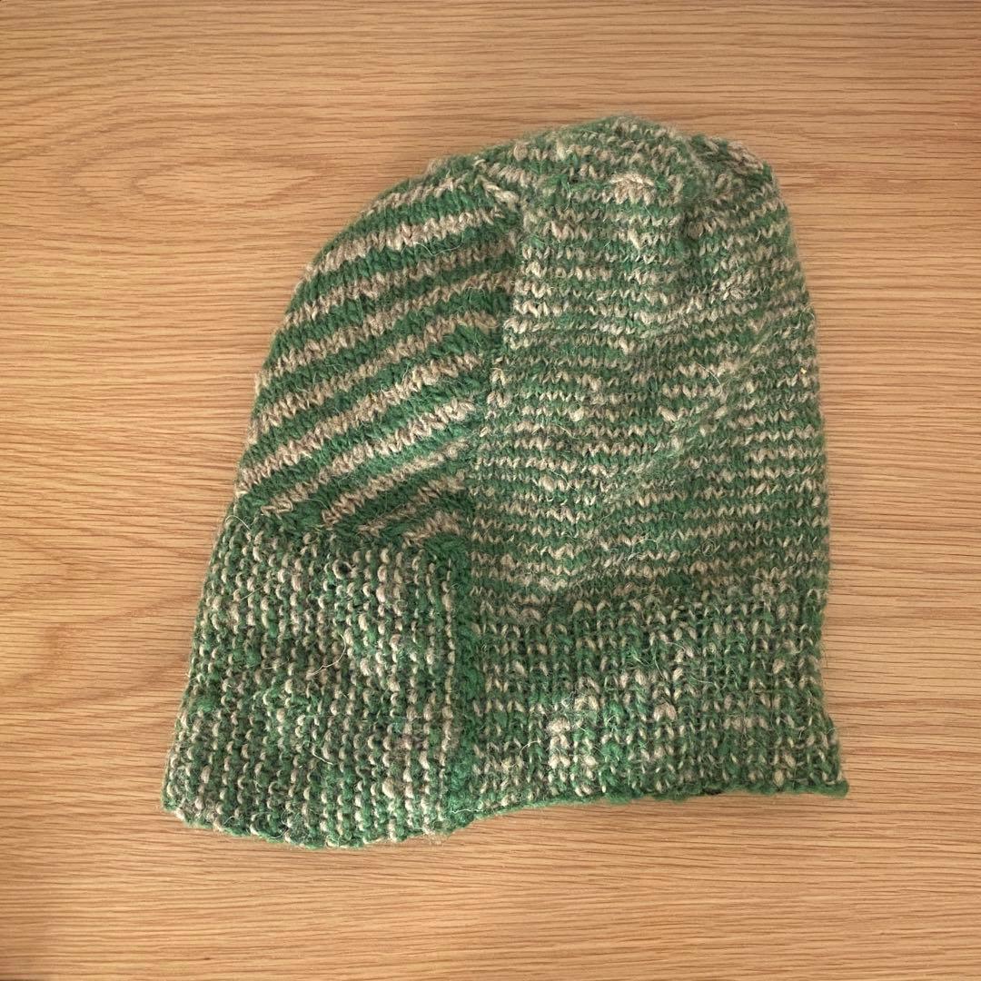 Kumi Tsuyuki クミツユキ｜グリーン ボーダー ニット帽 ビーニー