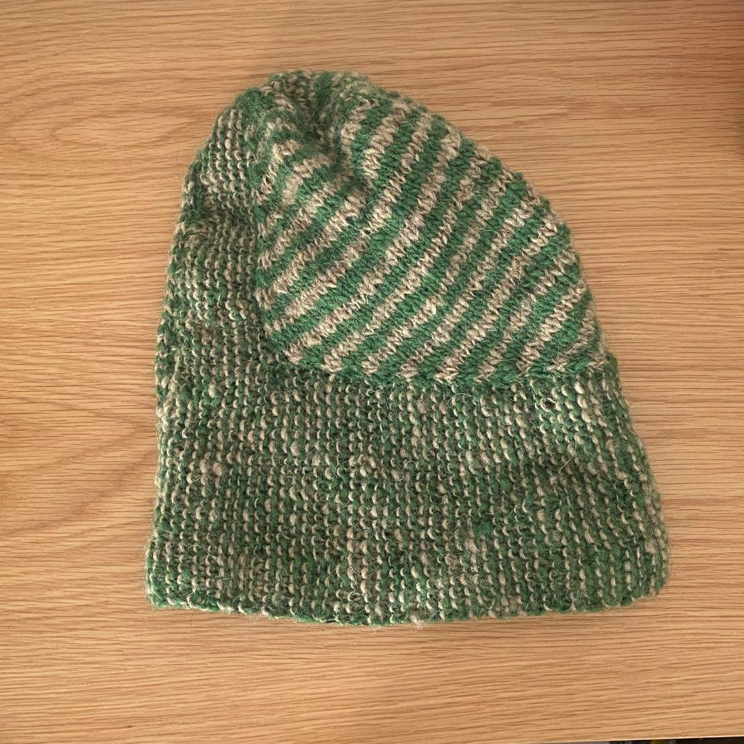 Kumi Tsuyuki クミツユキ｜グリーン ボーダー ニット帽 ビーニー