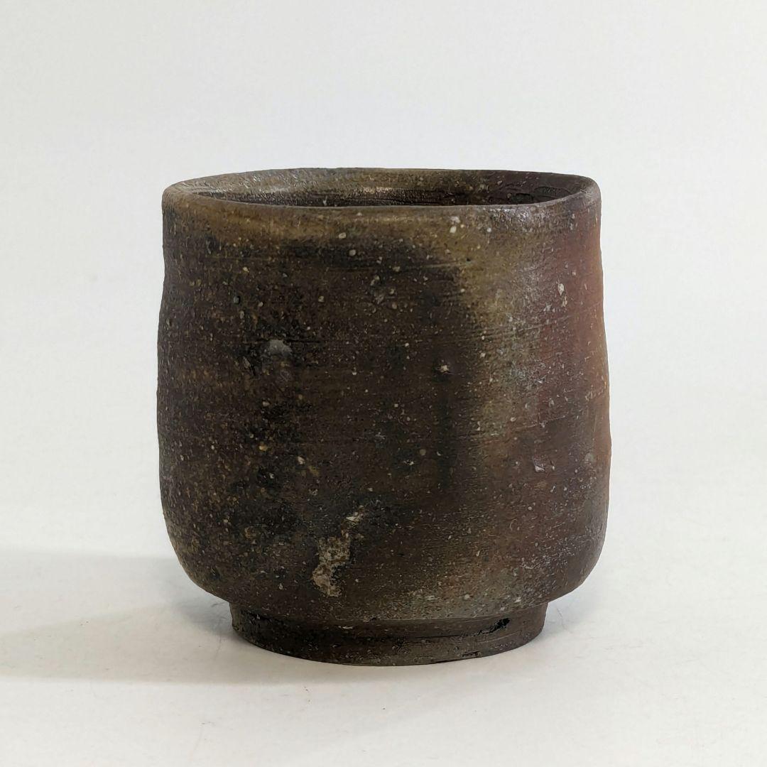 岡山県重要無形文化財 四代目松田華山 備前焼 桟切酒呑 共箱共布栞 酒器 酒杯