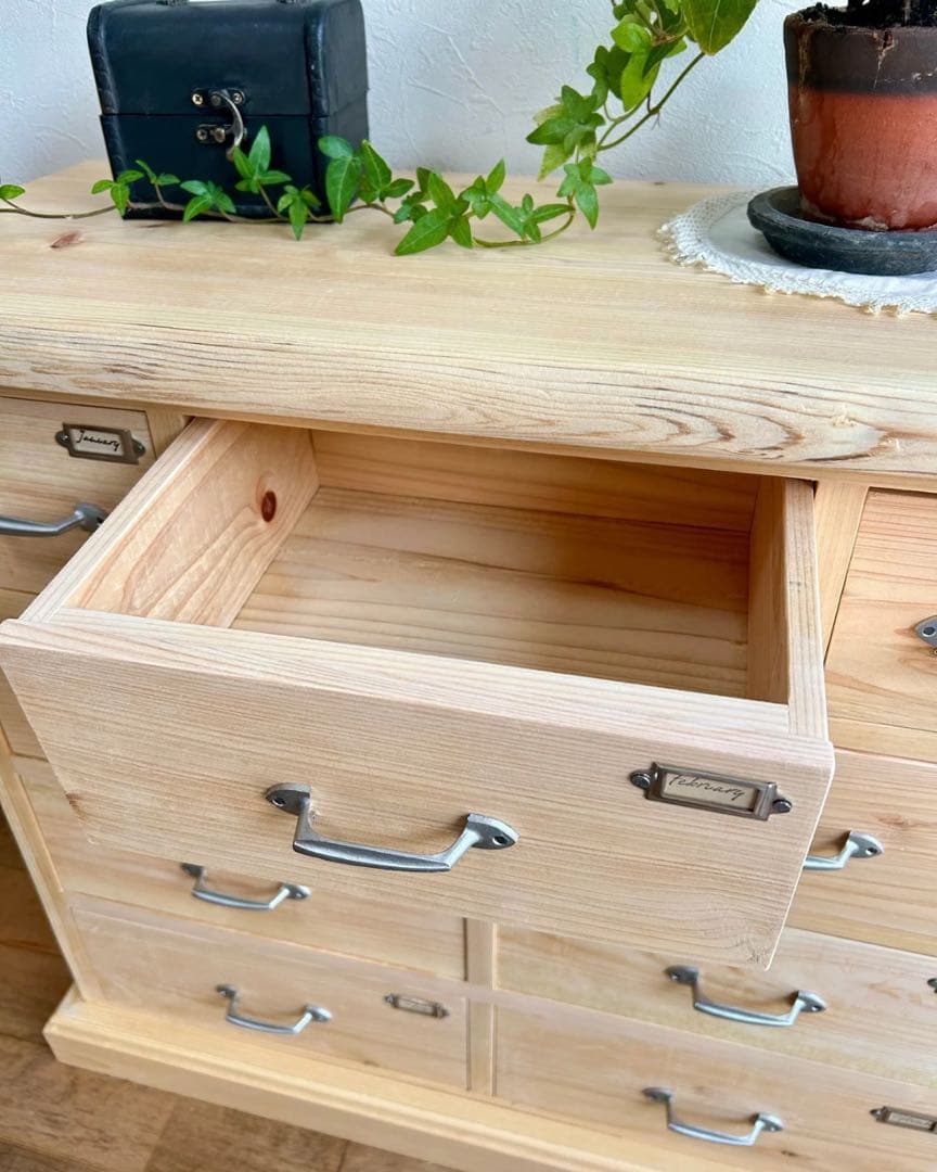 【ハンドメイド】国産ひのき使用　シンプル9杯チェスト