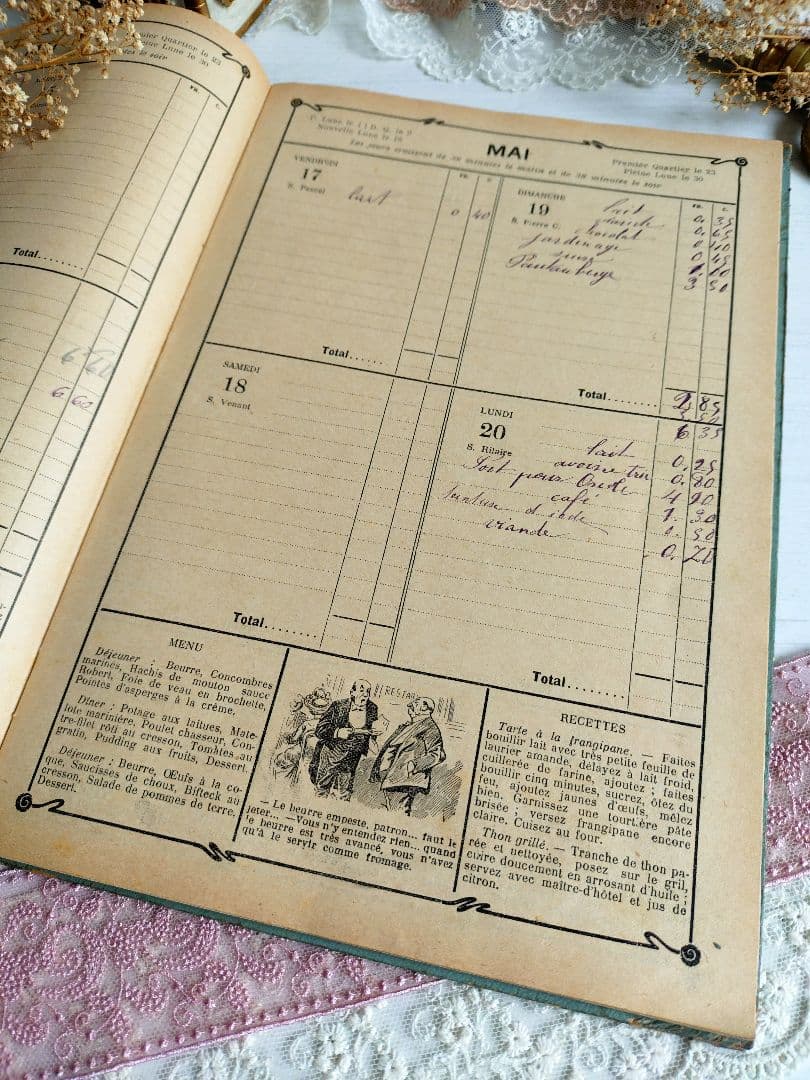 452.【1912年】 日記帳 家計簿 フランス アンティーク