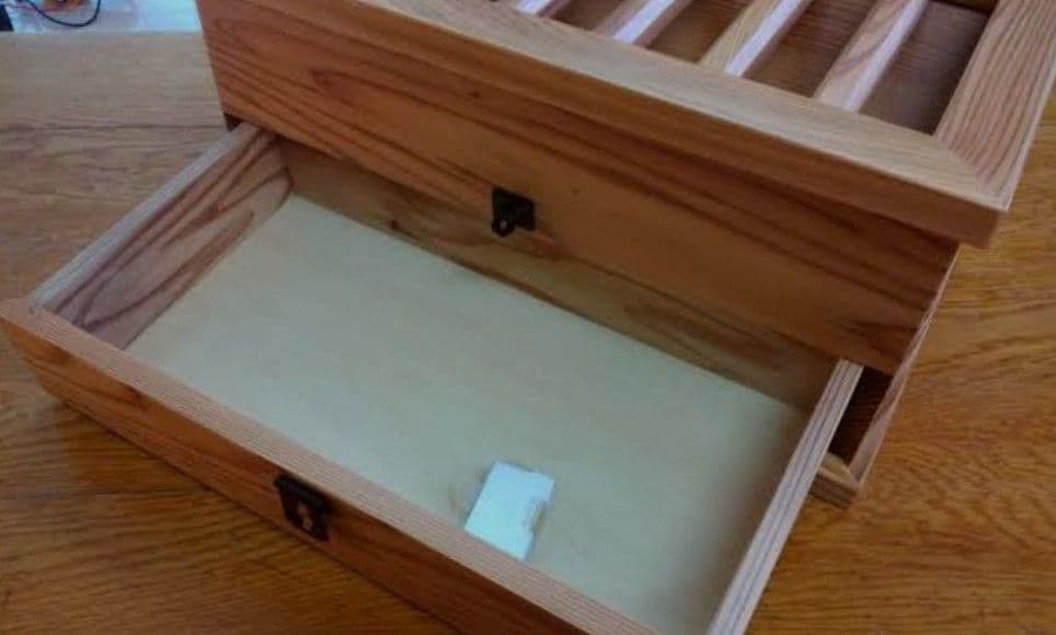 屋久杉賽銭箱木引き出し付き貯金箱通帳管理神棚金運アップ神棚小物 300mm