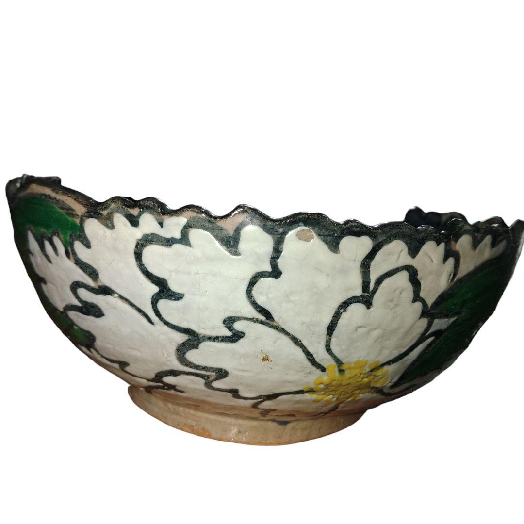 在銘　乾山　手書き　菓子鉢　陶胎　高さ9.5cm、直径22cm