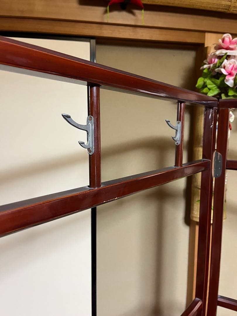 昭和レトロ木製 衣紋掛け ハンガーラック 折り畳み式 古道具 古民家　衣桁