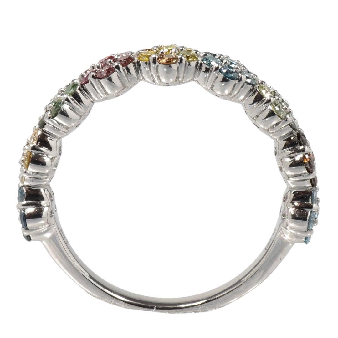ダイヤ リング マルチカラー ダイヤモンド プラチナ パヴェ 指輪 1ct